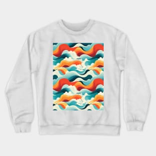 Ephemeral Crests: Hokusai Waves Reimagined Crewneck Sweatshirt